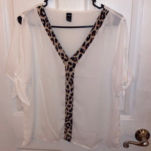 SHEIN white cheetah print top